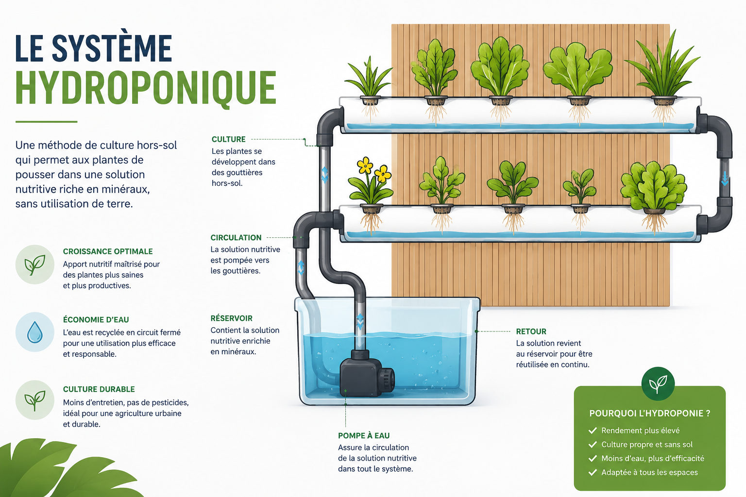 Affiche explicative sur le système hydroponique